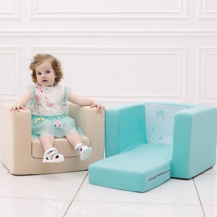 Раскладное бескаркасное (мягкое) детское кресло серии "Дрими", цвет Аквамарин (PCR320-68)