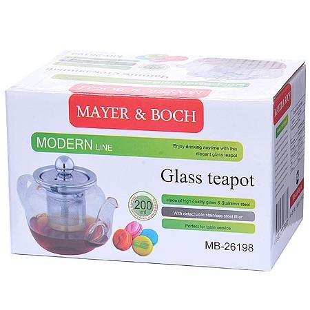 Заварочный чайник стекло 200мл+сито Mayer&Boch (26198)