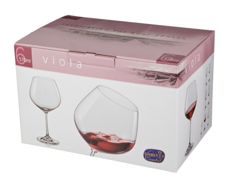 Набор бокалов для вина из 6 шт. "виола микс" 570 мл.высота=21 см. Bohemia Crystal (674-418)