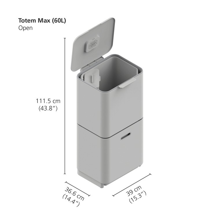Контейнер для мусора с двумя баками totem max, 60 л, графит (66674)