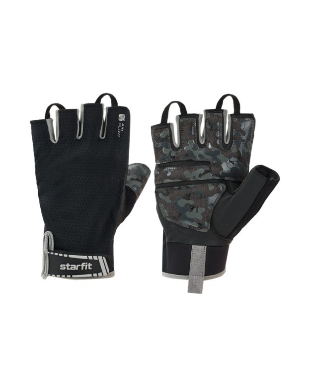 Перчатки для фитнеса Starfit WG-203, черный/серый (2119240) Перчатки для фитнеса Starfit WG-203, черный/серый (2119240)