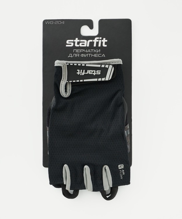 Перчатки для фитнеса STARFIT WG-203, черный/серый (2119241)