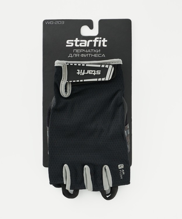 Перчатки для фитнеса STARFIT WG-203, черный/серый (2119241)
