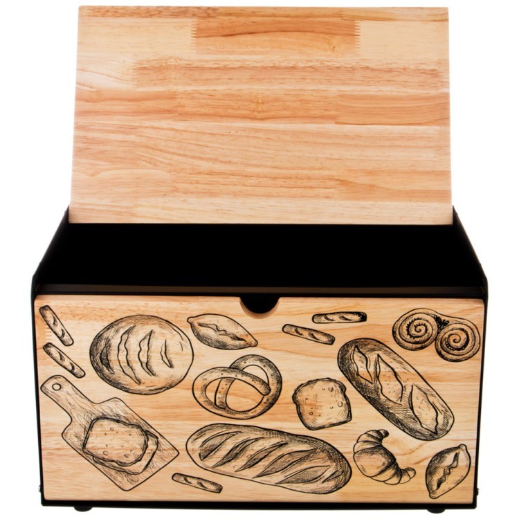 Хлебница agness "лофт" металлическая с деревянной крышкой, 35.5*21.5*19.5cm Agness (938-053)