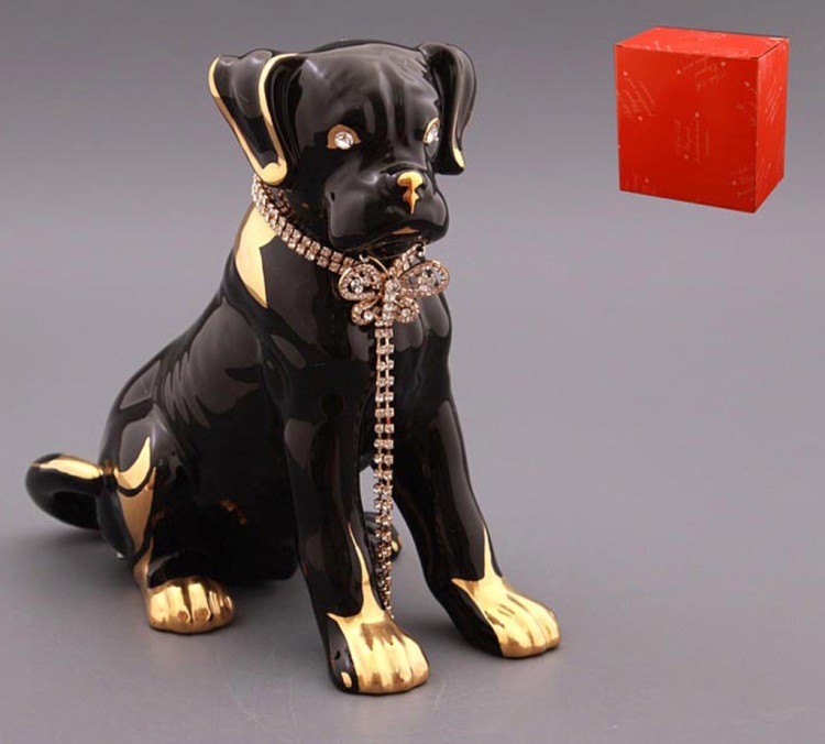 Фигурка "собака черная с цепочкой" 25*15 см. высота=24 см. (кор-6шт) Lefard (456-766)