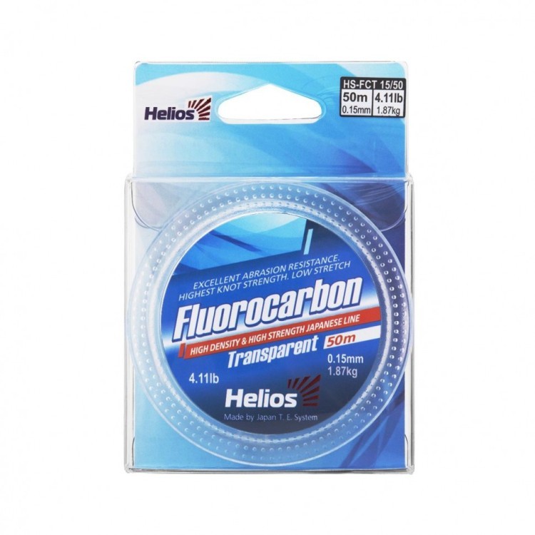 Леска флюорокарбон Helios Fluorocarbon 0,15мм 50м Transparent HS-FCT 15/50 (75758)