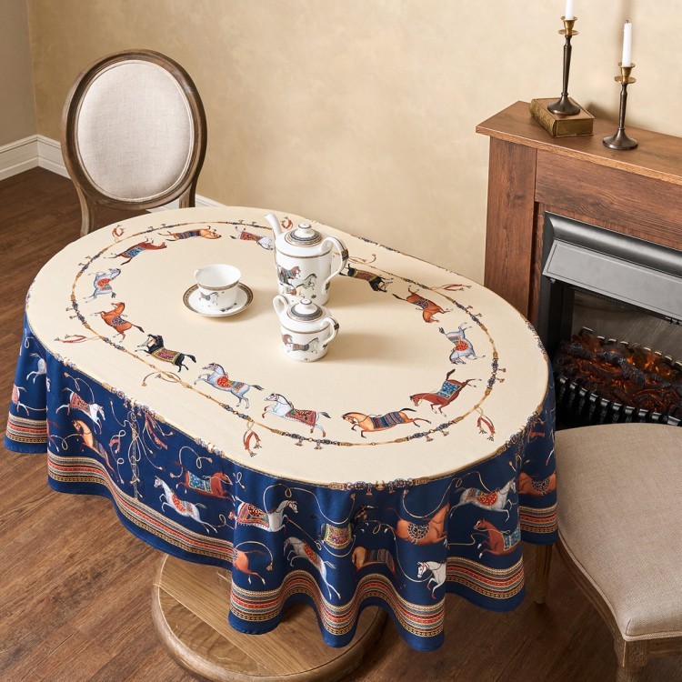 Скатерть овальная "passage"160х220см ,бежевый, 100% хлопок,твил, пропитка Lefard (850-758-41)