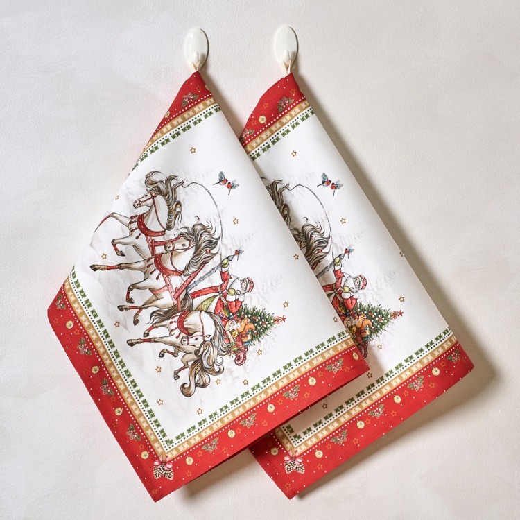 Набор полотенец из 2 шт "с новым годом ",40х60см, 100% хлопок,красный,твил, Lefard (850-763-6)