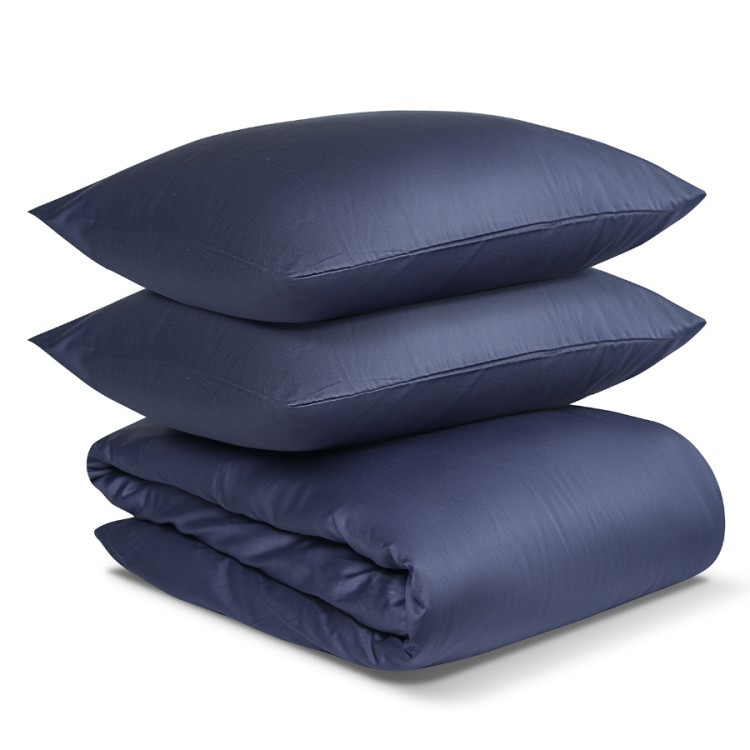 Комплект постельного белья двуспальный из сатина темно-синего цвета из коллекции essential (66415)