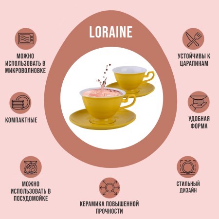 Чайный набор 4пр Loraine ЖЁЛТЫЙ LR (26554-5)