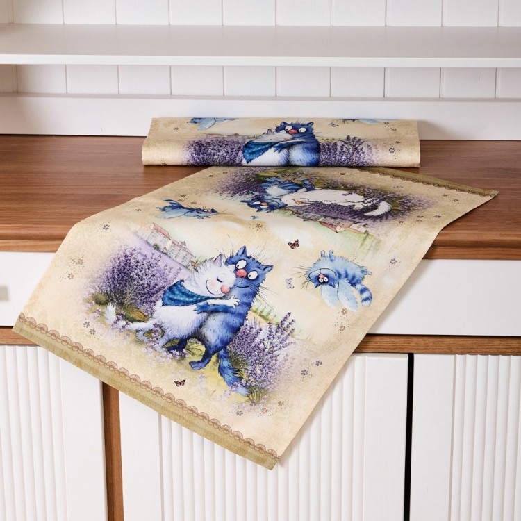 Набор полотенец из 2х шт "синие коты. лаванда",40х60см, 100% хлопок,твил, беж Lefard (850-718-62)