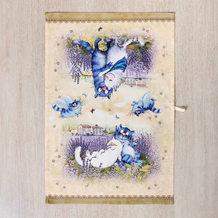 Набор полотенец из 2х шт "синие коты. лаванда",40х60см, 100% хлопок,твил, беж Lefard (850-718-62)