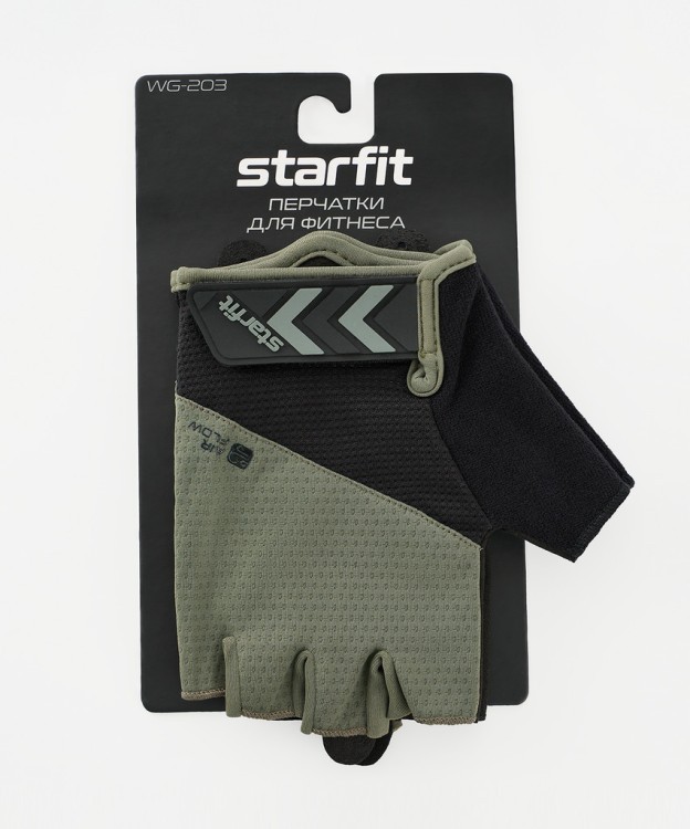 Перчатки для фитнеса Starfit WG-204, черный/хаки (2119246) Перчатки для фитнеса Starfit WG-204, черный/хаки (2119246)