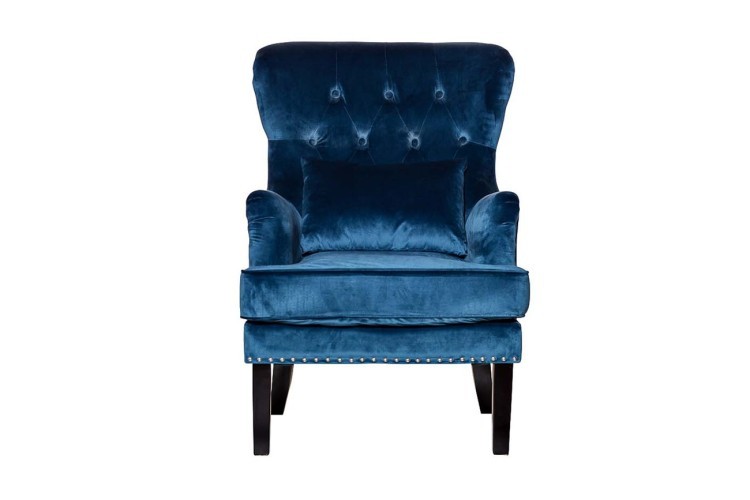 Кресло с подушкой велюр синий 77*92*105см (TT-00000098)