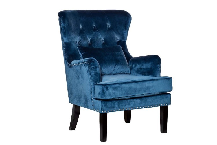 Кресло с подушкой велюр синий 77*92*105см (TT-00000098)
