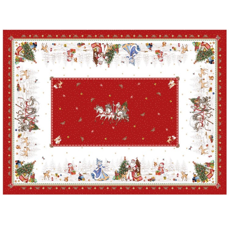 Скатерть "с новым годом" 160х220см ,красный, 100% хлопок,твил пропитка Lefard (850-763-21)