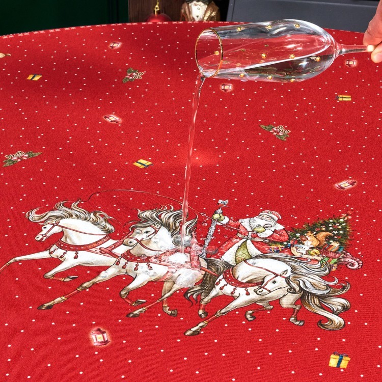 Скатерть "с новым годом" 160х220см ,красный, 100% хлопок,твил пропитка Lefard (850-763-21)