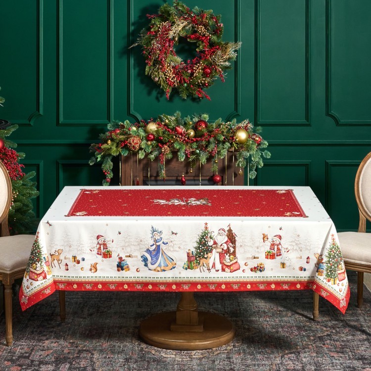Скатерть "с новым годом" 160х220см ,красный, 100% хлопок,твил пропитка Lefard (850-763-21)