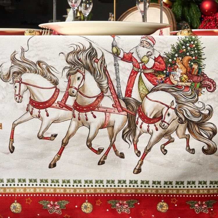 Скатерть "с новым годом" 160х220см ,красный, 100% хлопок,твил пропитка Lefard (850-763-21)