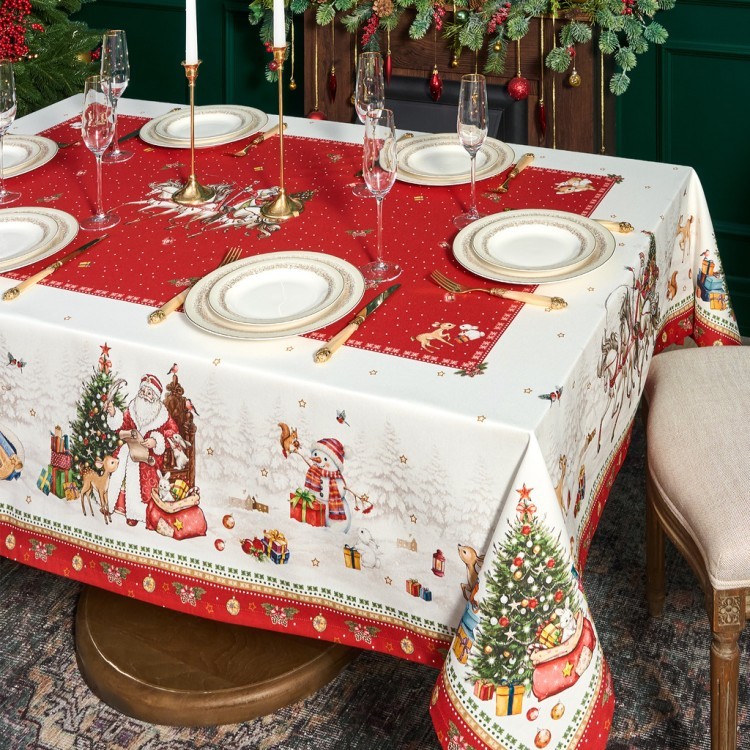 Скатерть "с новым годом" 160х220см ,красный, 100% хлопок,твил пропитка Lefard (850-763-21)