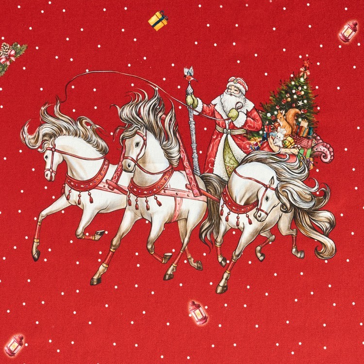 Скатерть "с новым годом" 160х220см ,красный, 100% хлопок,твил пропитка Lefard (850-763-21)