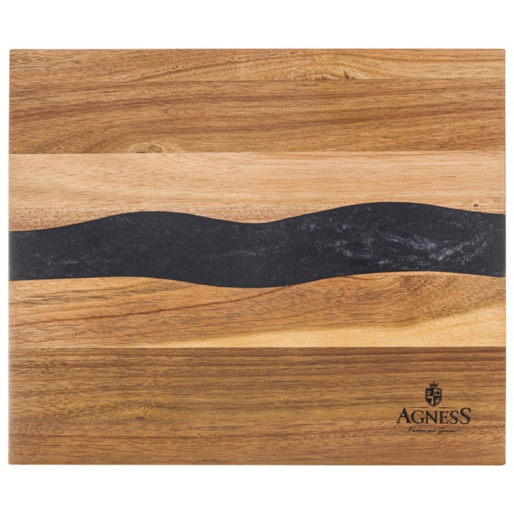 Доска разделочная, 30*25*1,8 см, акация со вставкой из эпоксид. смолы Agness (911-790)