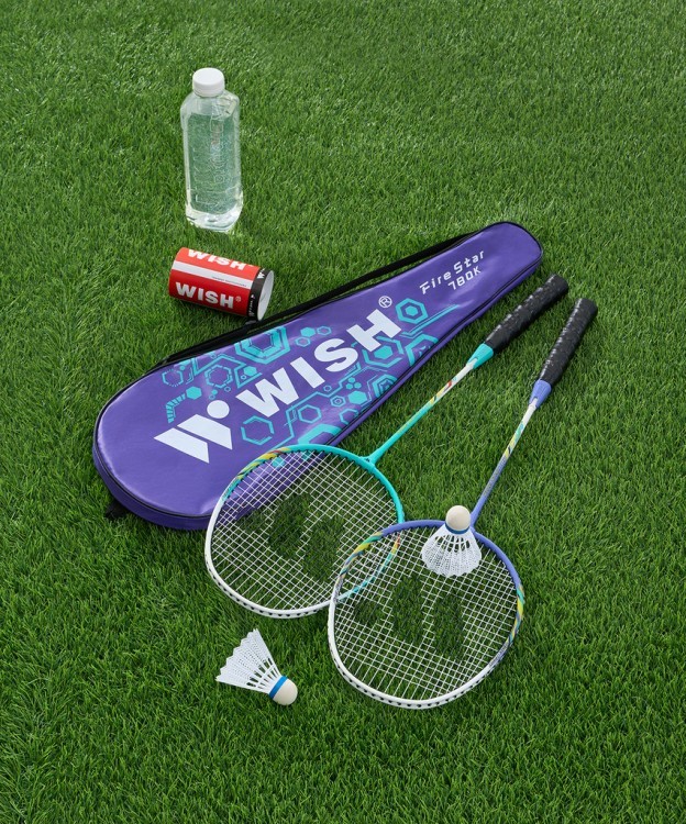 Набор для бадминтона WISH Firestar 780, 2 ракетки, 2 волана, голубой/фиолетовый (1585200)