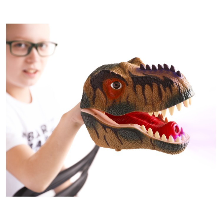 Тираннозавр (Тирекс) серии "Мир динозавров" - Игрушка на руку, парогенератор, коричневый (MM219-364)