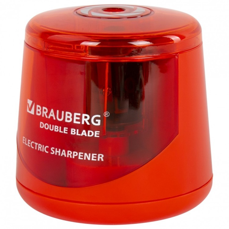 Точилка электрическая BRAUBERG DOUBLE BLADE RED двойное лезвие 271338 (1) (93199)