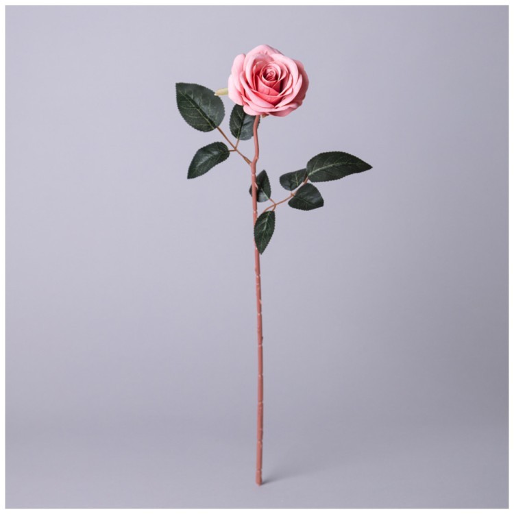 Цветок искусственный роза длина=51см , цвет розовый мал.уп.=60шт Lefard (535-384)