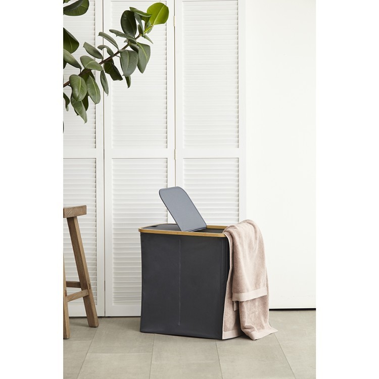 Корзина для белья с двумя отделениями neat twin, 53,5х33х53 см, серая (77874)