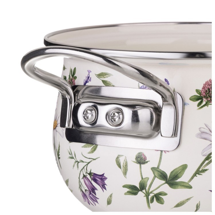 Кастрюля agness эмалированная со стеклянной крышкой серия "flower story", 2,8 л диа. 20см Agness (943-097)