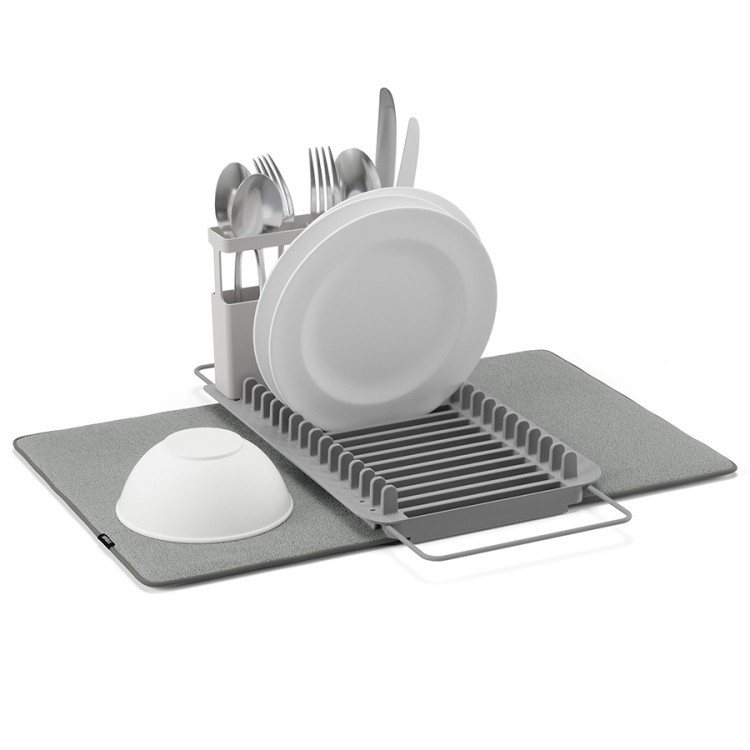 Коврик для сушки посуды с полкой для раковины udry 51х17х57 см, темно-серый (71397)