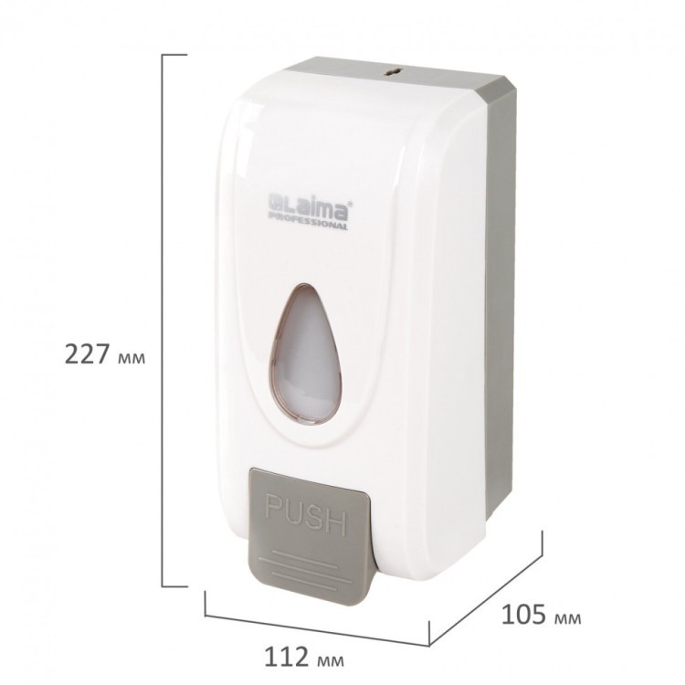 Дозатор для жидкого мыла Laima Professional ECONOMY наливной 1 л ABS-пластик белый 607321 (1) (90230)