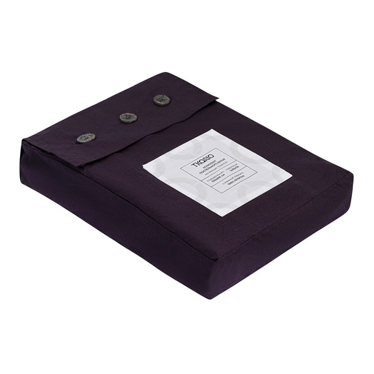 Комплект постельного белья из стираного перкаля сливового цвета из коллекции essential, 150х200 см (77733)