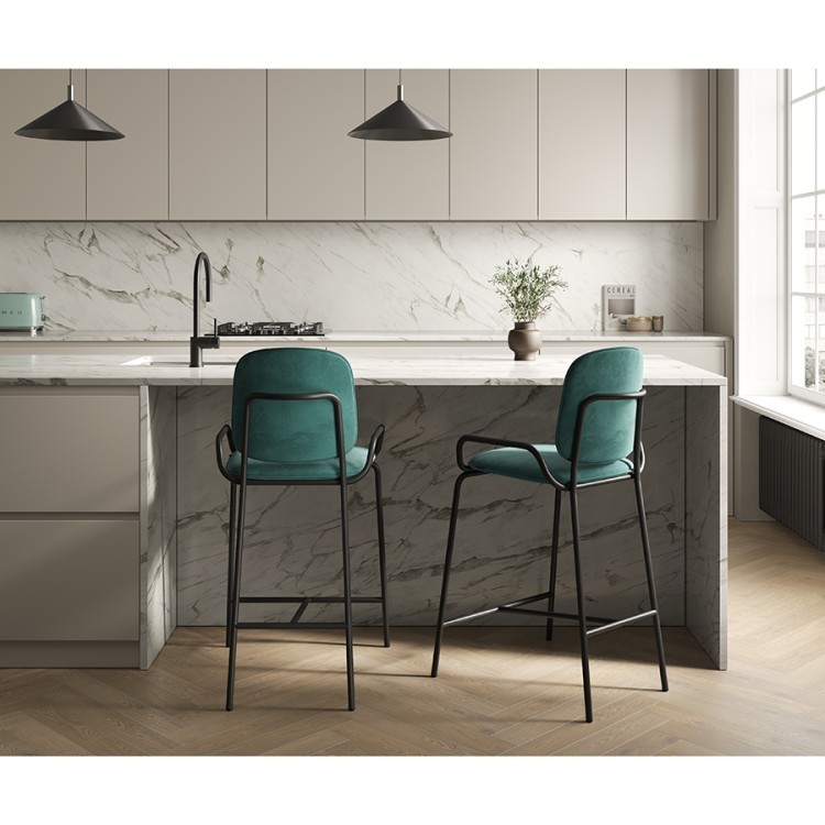 Стул полубарный ror, 2 frame, велюр, черный/зеленый (75299) Стул полубарный ror, 2 frame, велюр, черный/зеленый (75299)