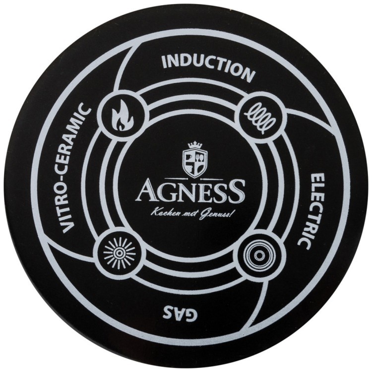 Кастрюля эмалированная agness с крышкой, серия маки 4,8л, диаметр 22см подходит для индукцион.пл Agness (950-464)