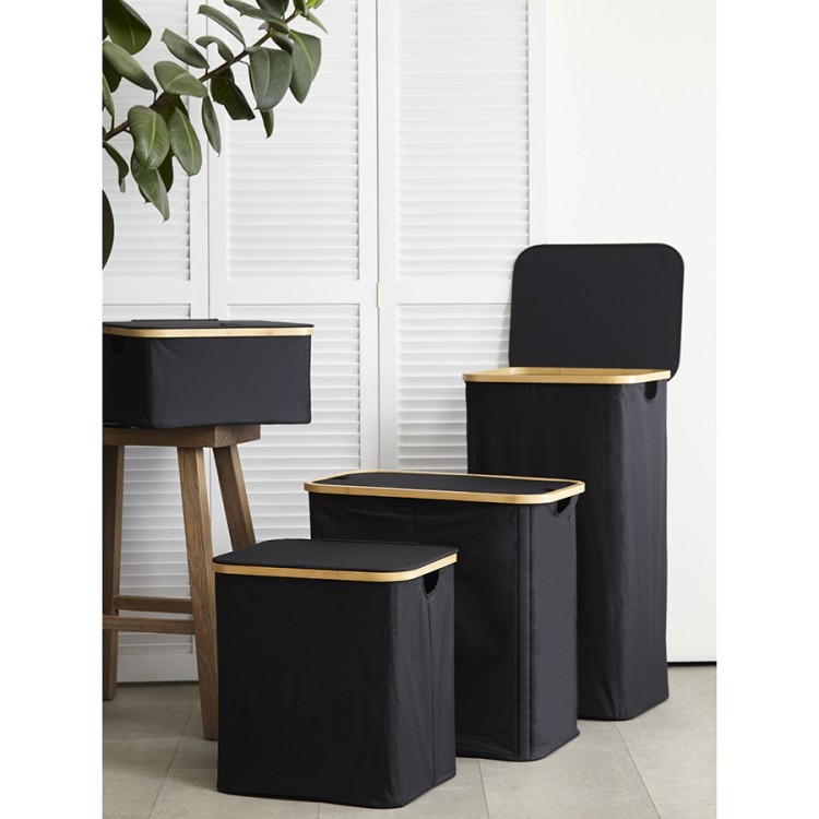 Корзина для белья с двумя отделениями neat twin, 53,5х33х53 см, черная (77875)