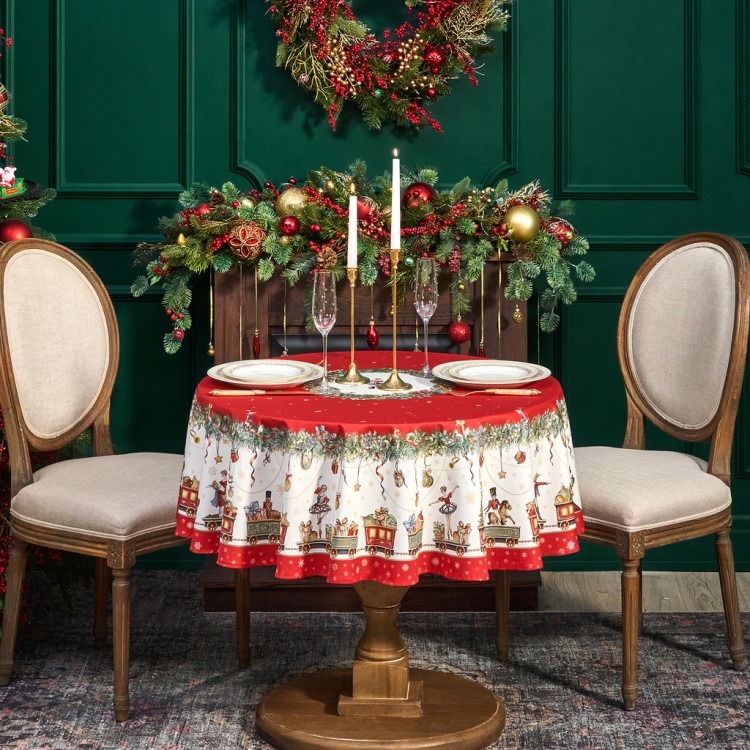 Скатерть круглая  "щелкунчик" ,150см , красный ,100% хлопок , твил Lefard (850-762-24)