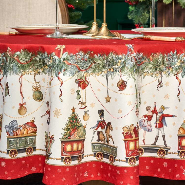 Скатерть круглая  "щелкунчик" ,150см , красный ,100% хлопок , твил Lefard (850-762-24)