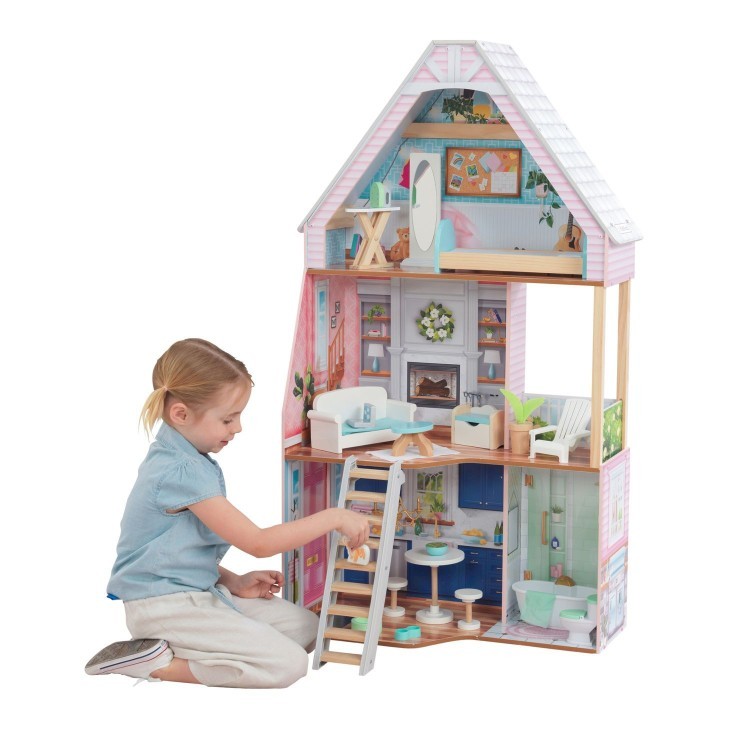 Деревянный кукольный домик "Матильда", с мебелью 23 предмета в наборе, для кукол 30 см (65983_KE)