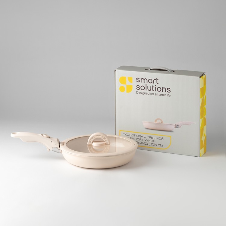 Сковорода с крышкой и съемной ручкой smart ceramic, D24 см (80495)