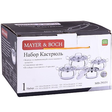 Набор посуды 8пр 1,5+2+2,7+3,6л Mayer&Boch (29351) Набор посуды 8пр 1,5+2+2,7+3,6л Mayer&Boch (29351)