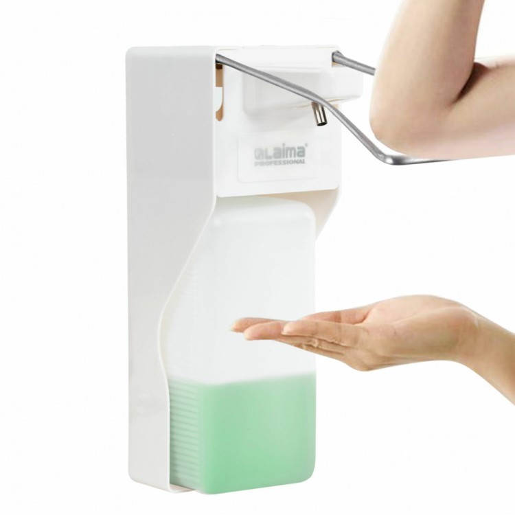 Дозатор локтевой для жидкого мыла и геля-антисептика с еврофлак. 1 л Laima ABS-пластик 607325 (1) (90231)