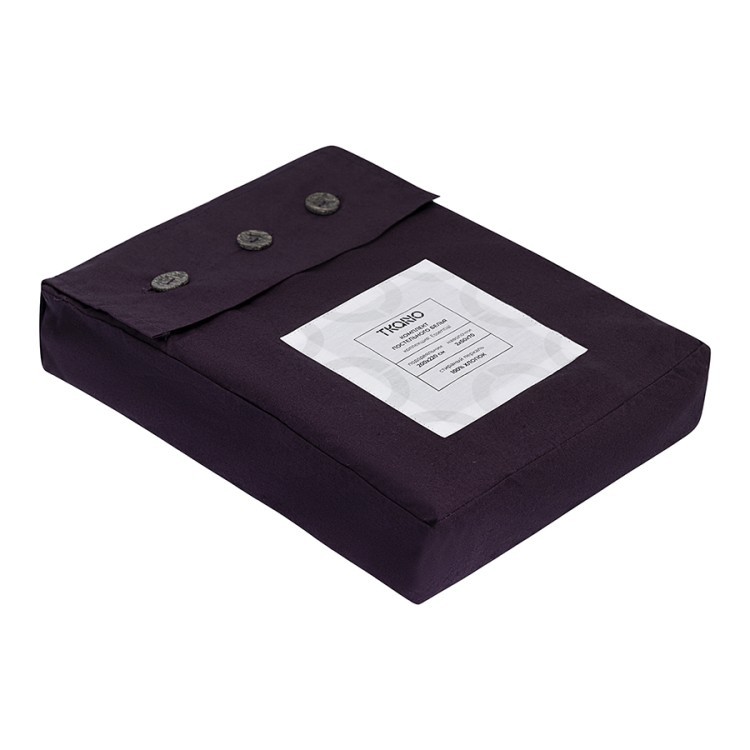 Комплект постельного белья из стираного перкаля сливового цвета из коллекции essential, 200х220 см (77734)