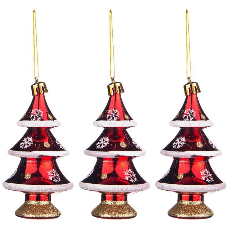 Набор декоративных подвесок "елочки" из 3 шт.коллекция "red&gold"  длина=10 см Lefard (858-133)