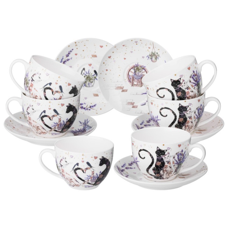 Чайный набор lefard "лавандовые коты" на 6 пер. 12 пр.  275 мл Lefard (425-173)