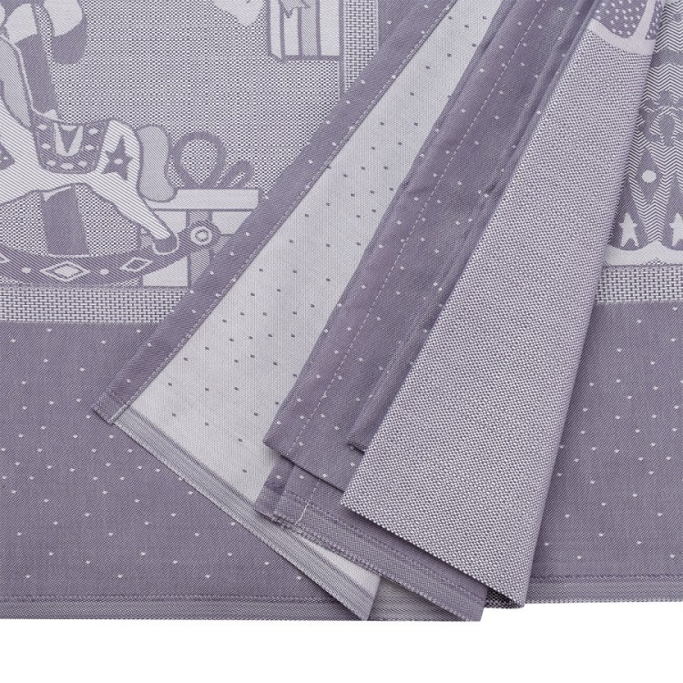 Скатерть из хлопка фиолетово-серого цвета с рисунком Щелкунчик, new year essential, 180х180см (72179)