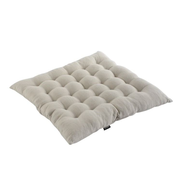 Подушка стеганая на стул из умягченного льна бежевого цвета essential, 40х40 см (63479)