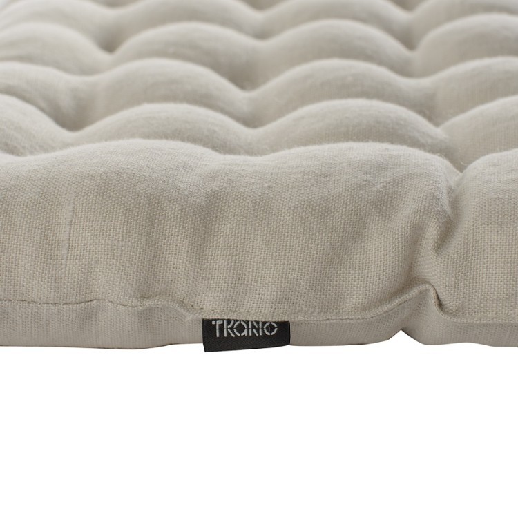 Подушка стеганая на стул из умягченного льна бежевого цвета essential, 40х40 см (63479)